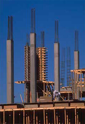 HDO Concrete form panels used on a large construction site